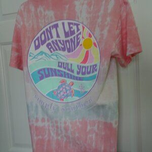 SIMPLY SOUTHERN Woman's Size M Pink S. Sleeve T-Shirt Turtle Rescue